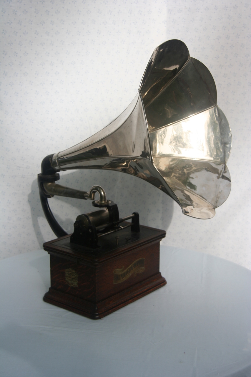 Columbia Edison 10-3/4" Nickel Cylinder Phonograph Horn Gem Eagle Q 